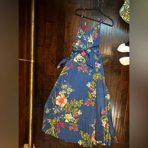 Still the One Blue Floral Print Satin Maxi Dress
